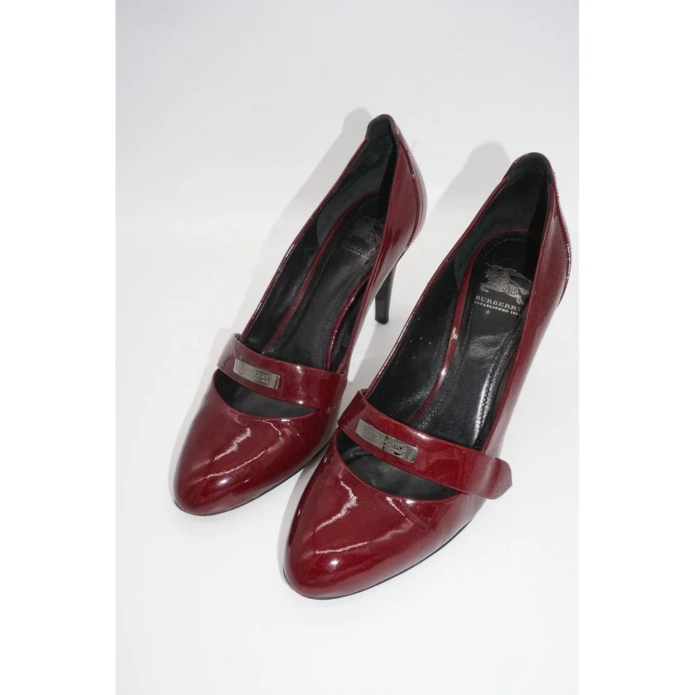 Burberry Shoes Womens Size 9 Red Patent Leather Mary Jane High Heel Pumps Italy - Picture 2 of 12